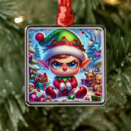 Ornamento De Metal Engraçado Grumpy Elf Natal