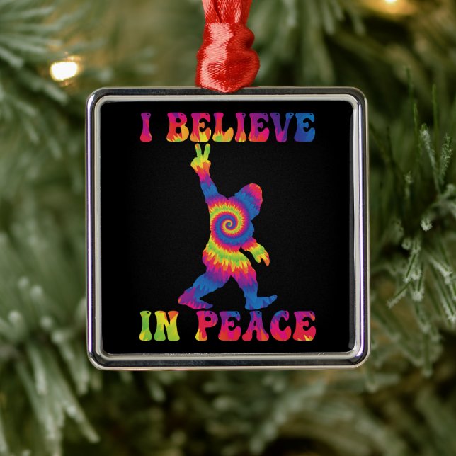 Ornamento De Metal Engraçado Pé Grande Eu Acredito Em Paz (Árvore)