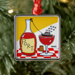 Ornamento De Metal Engraçado Porto Vinho Cartoon Natal Ornament Metal