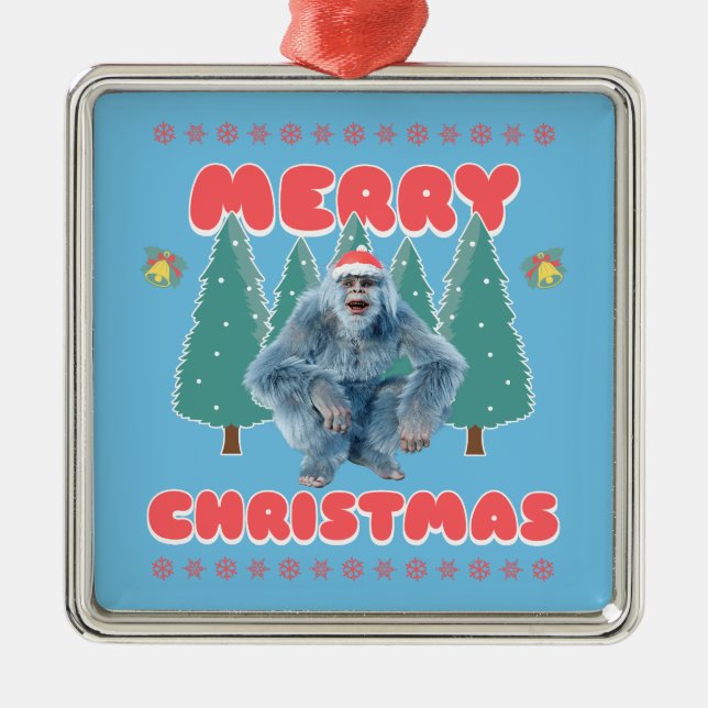 Ornamento De Metal Engraçado Yeti - Feliz Natal (Frente)
