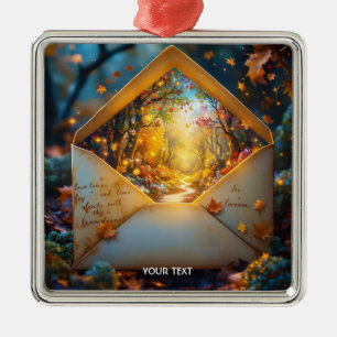 Ornamento De Metal Envelope de outono fantasioso e bonito
