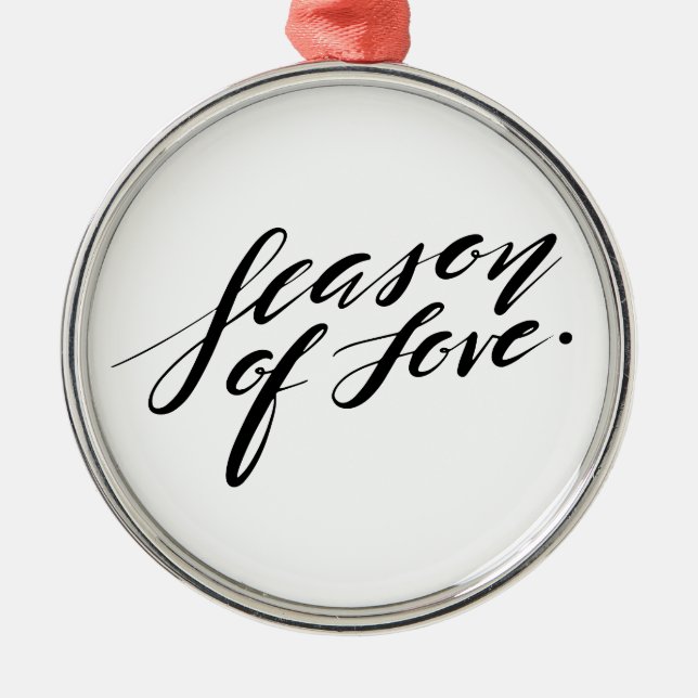 Ornamento De Metal época de amor com script manual (Frente)