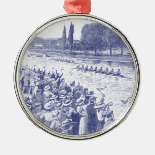 Ornamento De Metal Equipe de Remo Vintage em uma Corrida Com Muitos E