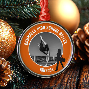 Ornamento De Metal Equipe de Treino Laranja Foto Dançarina Natal