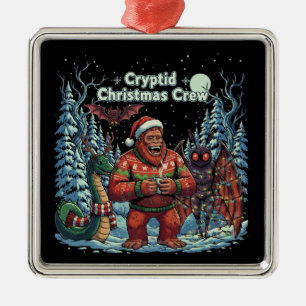 Ornamento De Metal Equipe Divertida de Cryptids de Natal Pé Grande,