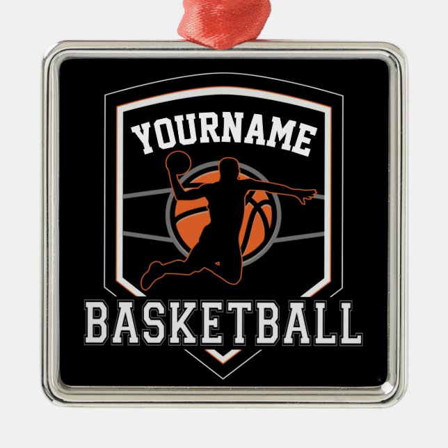 Ornamento De Metal Equipe Personalizada de Jogador de Basquete (Frente)