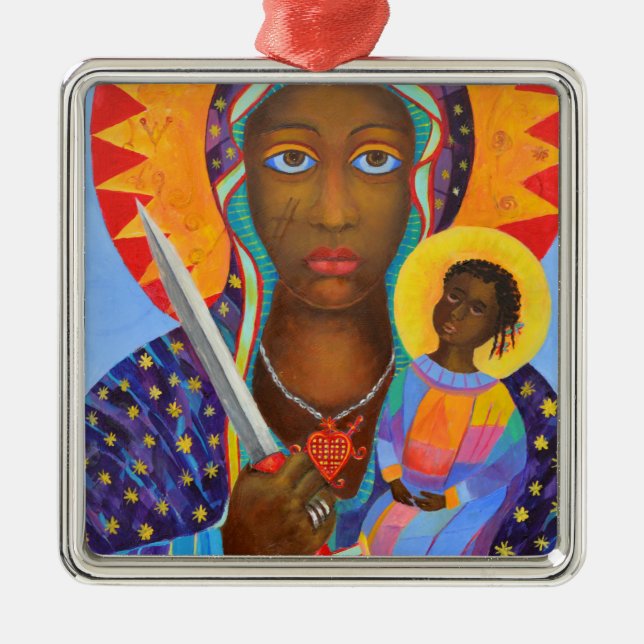 Ornamento De Metal Erzulie Dantor Black Madonna Voodoo New Orleans (Frente)