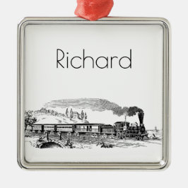 Ornamento De Metal esboço do trem do vintage