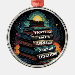 Ornamento De Metal Escolhas de Livros Humor Redondo