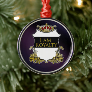Ornamento De Metal Escudo da Coroa Real Roxo Preto Gradiente Luxo