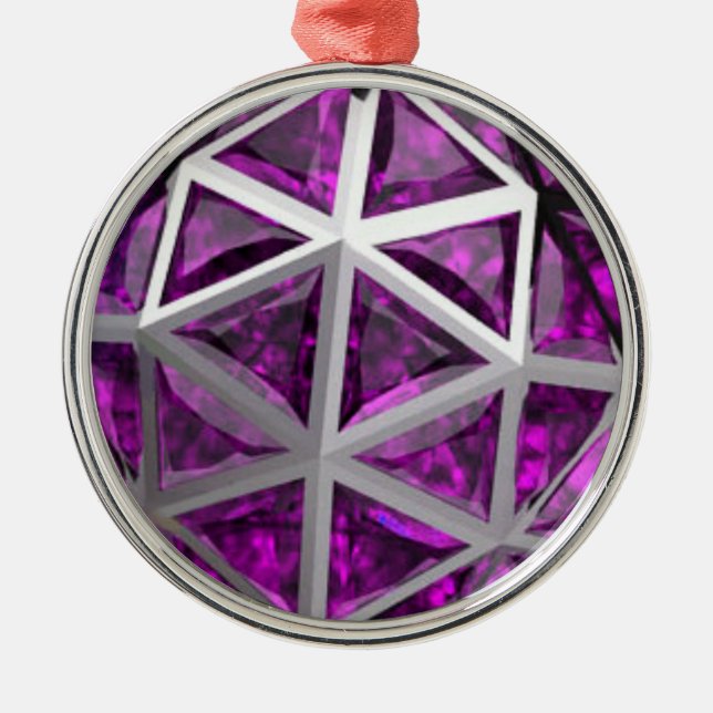 Ornamento De Metal Esfera Ametist Gemstone Roxo (Frente)
