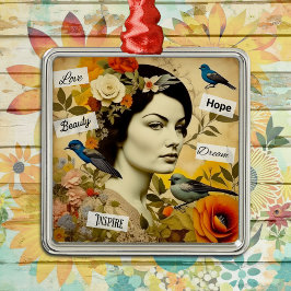 Ornamento De Metal Esperança, Amor, Beleza, Senhora do Sonho Vintage