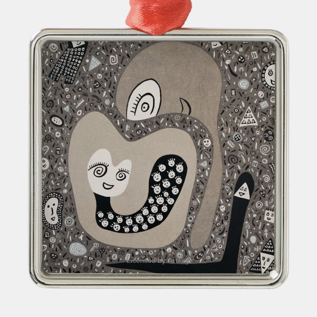 Ornamento De Metal Esperando um bebê (Frente)