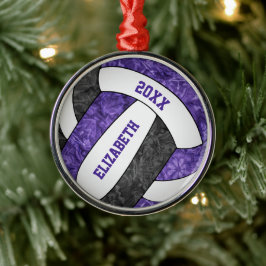 Ornamento De Metal esportivo de vôlei preto-roxo
