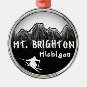 Ornamento De Metal Esquiador do Mt. Brighton Michigan