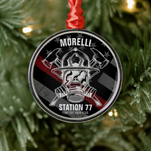 Ornamento De Metal Estação de Bombeiros do NOME Personalizado