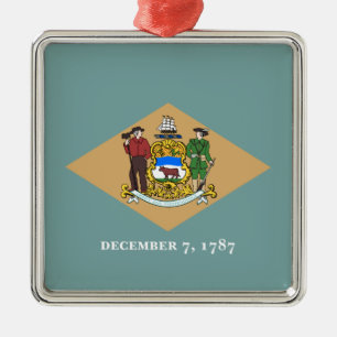Ornamento De Metal Estado de bandeira de Delaware (DE, EUA)