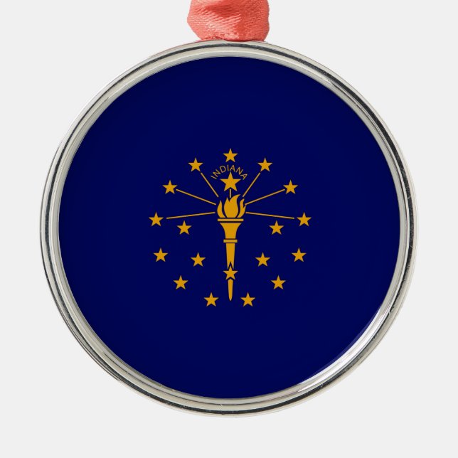 Ornamento De Metal Estado de Indiana Flag Design (Frente)