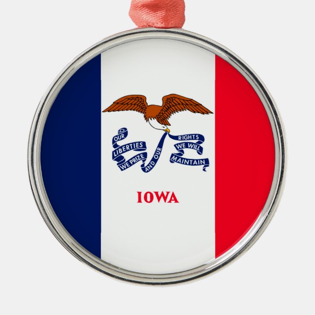 Ornamento De Metal Estado de Iowa Flag Design (Frente)
