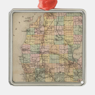 Ornamento De Metal Estado de mapa do atlas de Michigan