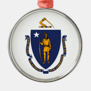 Ornamento De Metal Estado de Massachusetts Flag Design