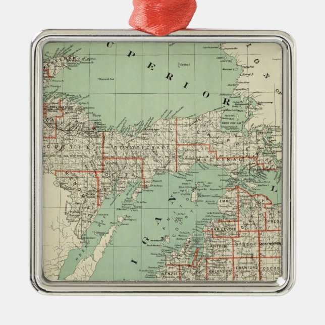 Ornamento De Metal Estado de Michigan (Frente)