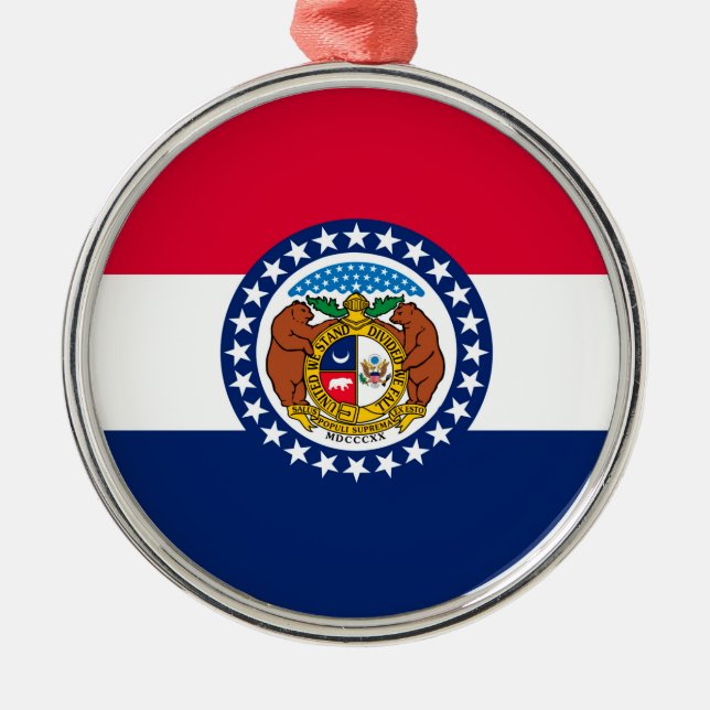 Ornamento De Metal Estado do Missouri Flag Design (Frente)