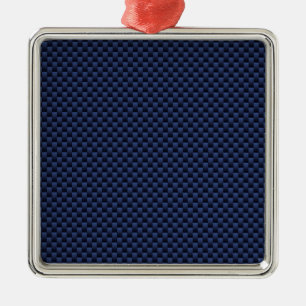Ornamento De Metal Estampa de Tecido de Fibra de Carbono Azul Marinho