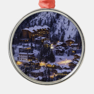 Ornamento De Metal Estância de Esqui Alpina Inverno