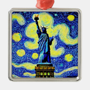 Ornamento De Metal Estátua da Noite Estrelada da Liberdade em Nova Io