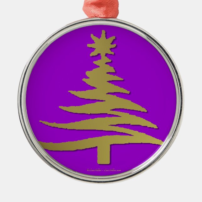 Ornamento De Metal Estêncil de Árvore de Natal Dourado (Frente)