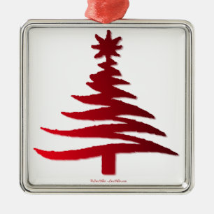 Ornamento De Metal Estêncil De Árvore Natal Vermelho