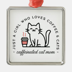 Ornamento De Metal Estética feminina amante de gatos e café