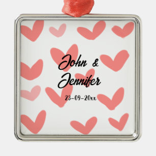 Ornamento De Metal estilo de texto minimalista simples branco casamen