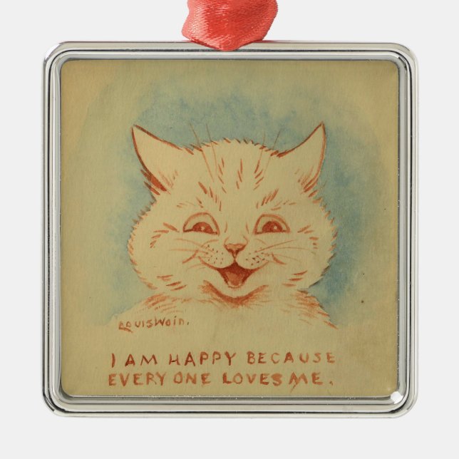 Ornamento De Metal Estou Feliz Porque Todo Mundo Me Ama (Ginger Cat) (Frente)