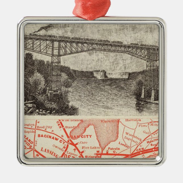 Ornamento De Metal Estrada de ferro da central de Michigan (Frente)
