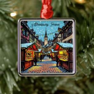 Ornamento De Metal Estrasburgo, França Natal