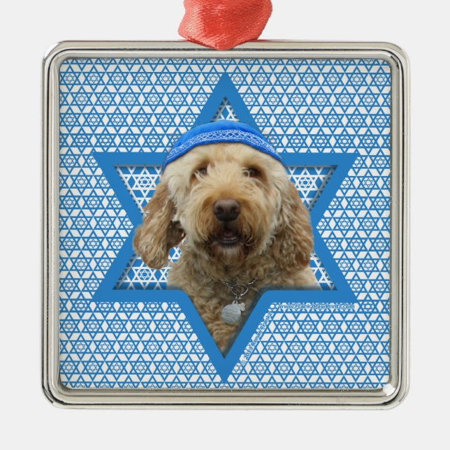 Ornamento De Metal Estrela de Hanukkah de David - GoldenDoodle (Frente)