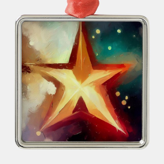 Ornamento De Metal Estrela de Natal 3 (Frente)