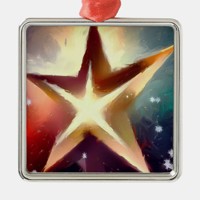 Ornamento De Metal Estrela de Natal 4 (Frente)