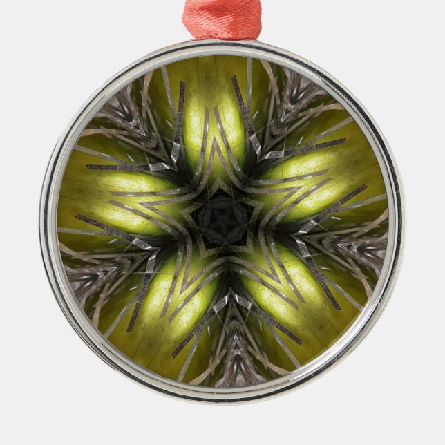 Ornamento De Metal Estrela de Natal do Caleidoscópio Dourado Elegante (Frente)