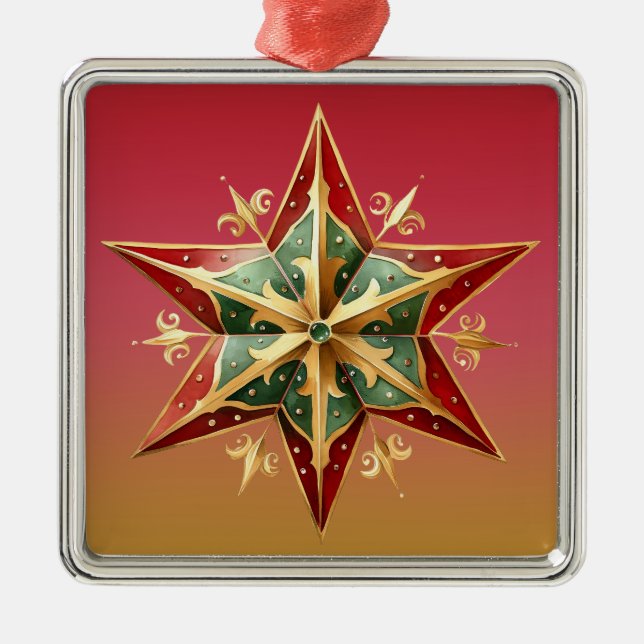 ORNAMENTO DE METAL ESTRELA DE NATAL DOURADO DE PASTEL VERDE VERDE VER (Frente)