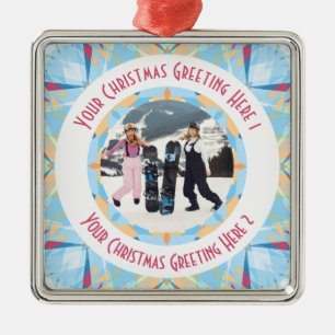 Ornamento De Metal Estrela de Natal Personalizada Inverno Azul Foto F