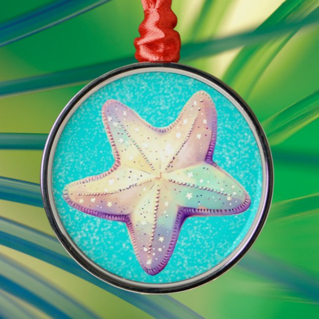 Ornamento De Metal  Estrela-do-mar Tropical Natal Feriado  (Beautiful star fish ornament. Nice stocking stuffer or hostess gift!)