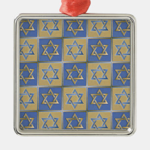 Ornamento De Metal Estrela Judaica De David Metal Azul Dourado