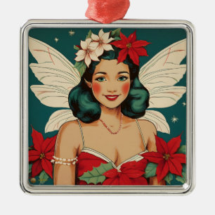 Ornamento De Metal Estrela Pin-Up Tropical de Natal dos Anos 50