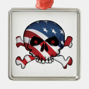 Ornamento De Metal Estrelas e Stripes - Caveira