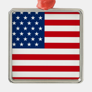 Ornamento De Metal Estrelas e Stripes EUA
