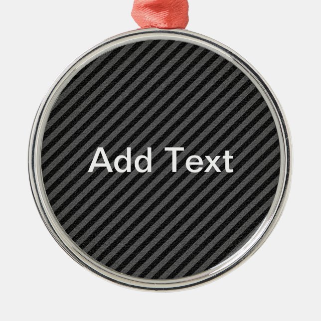 Ornamento De Metal Estrias Diagonais de Cinzas e Pretos Finos (Frente)