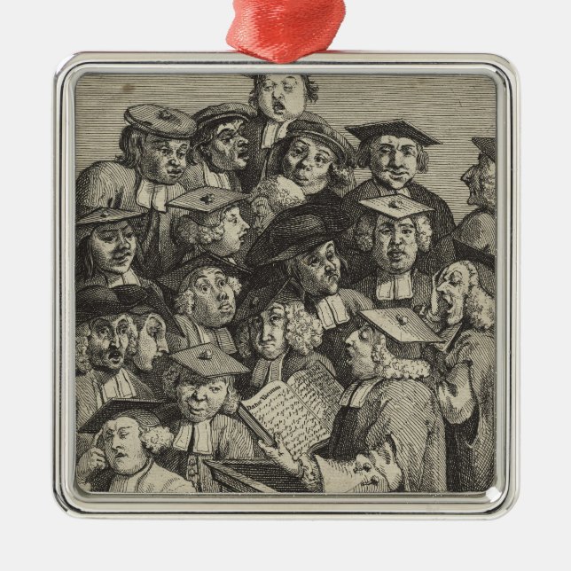 Ornamento De Metal Estudiosos em uma aula (por William Hogarth) (Frente)
